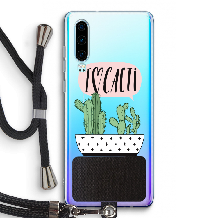 I love cacti: Huawei P30 Transparant Hoesje met koord