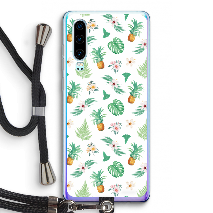 Ananas bladeren: Huawei P30 Transparant Hoesje met koord