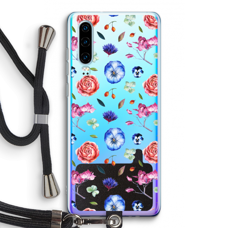 Bloemetjes: Huawei P30 Transparant Hoesje met koord