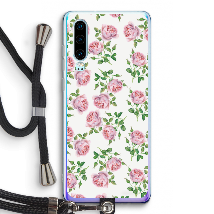Kleine roosjes: Huawei P30 Transparant Hoesje met koord