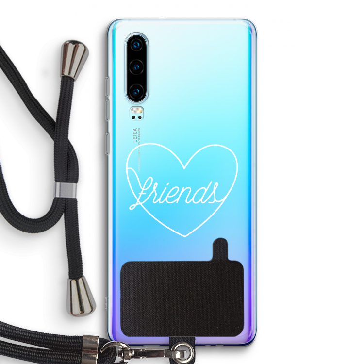 Friends heart pastel: Huawei P30 Transparant Hoesje met koord