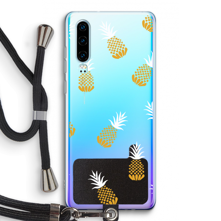 Ananasjes: Huawei P30 Transparant Hoesje met koord