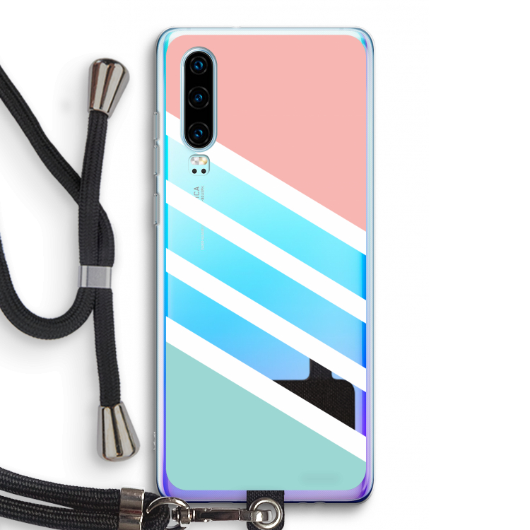 Strepen pastel: Huawei P30 Transparant Hoesje met koord