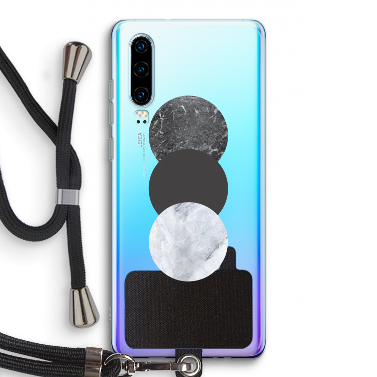 Marmeren cirkels: Huawei P30 Transparant Hoesje met koord