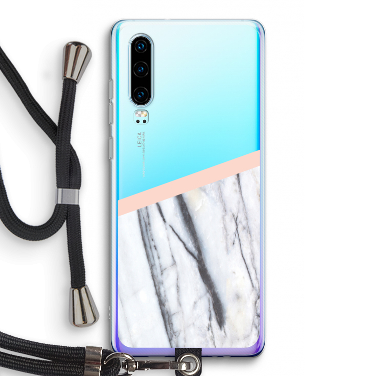 A touch of peach: Huawei P30 Transparant Hoesje met koord