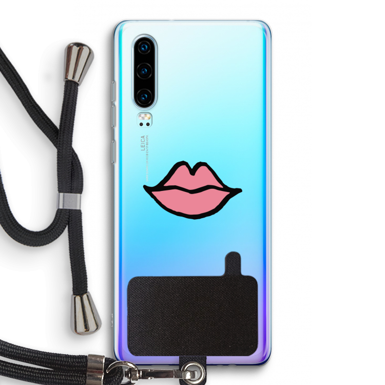 Kusje: Huawei P30 Transparant Hoesje met koord