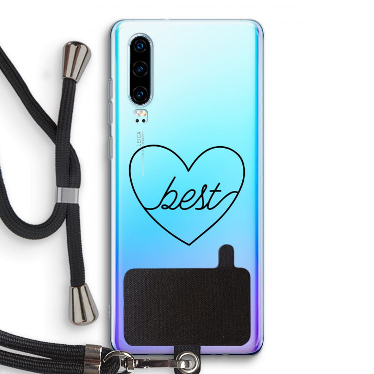 Best heart black: Huawei P30 Transparant Hoesje met koord