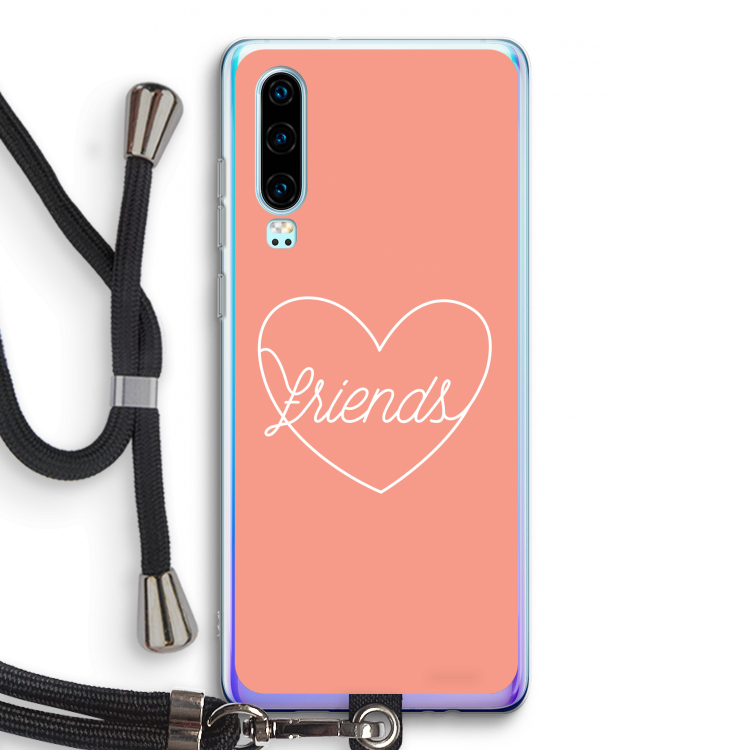 Friends heart: Huawei P30 Transparant Hoesje met koord