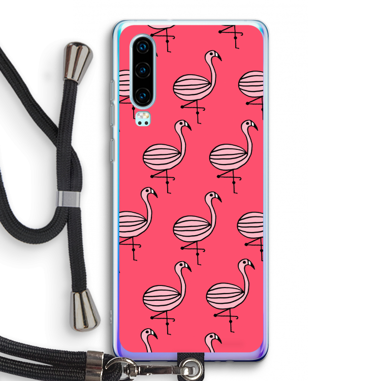 Flamingo: Huawei P30 Transparant Hoesje met koord