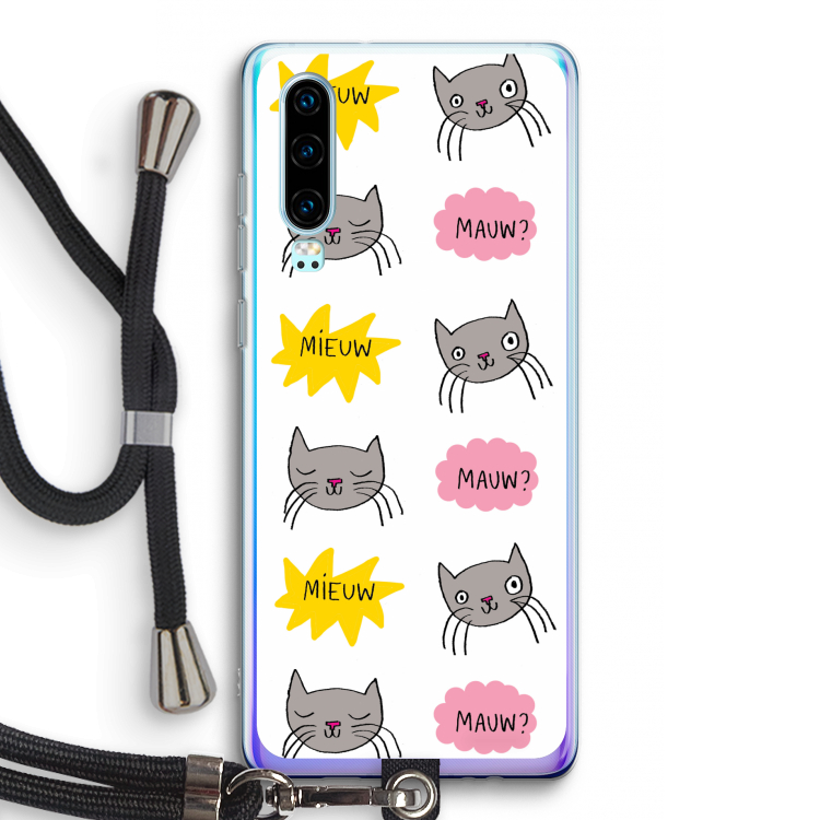 Meow: Huawei P30 Transparant Hoesje met koord