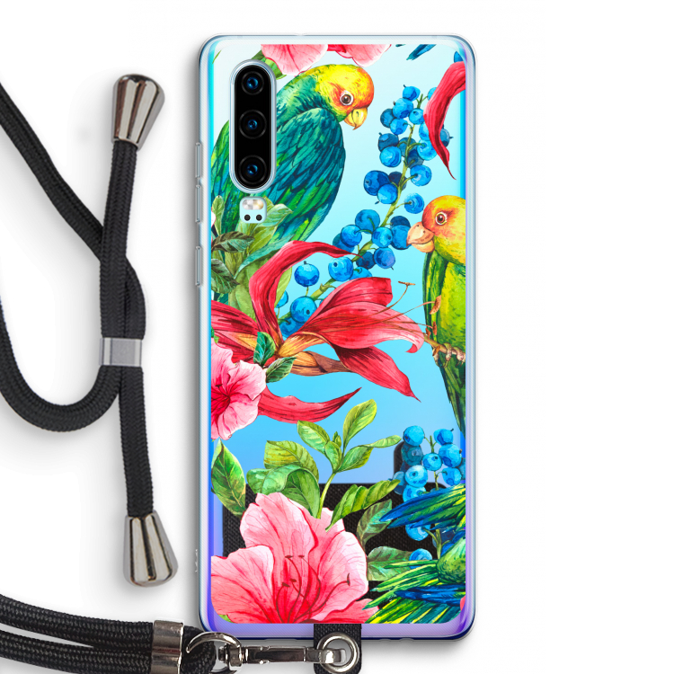Papegaaien: Huawei P30 Transparant Hoesje met koord