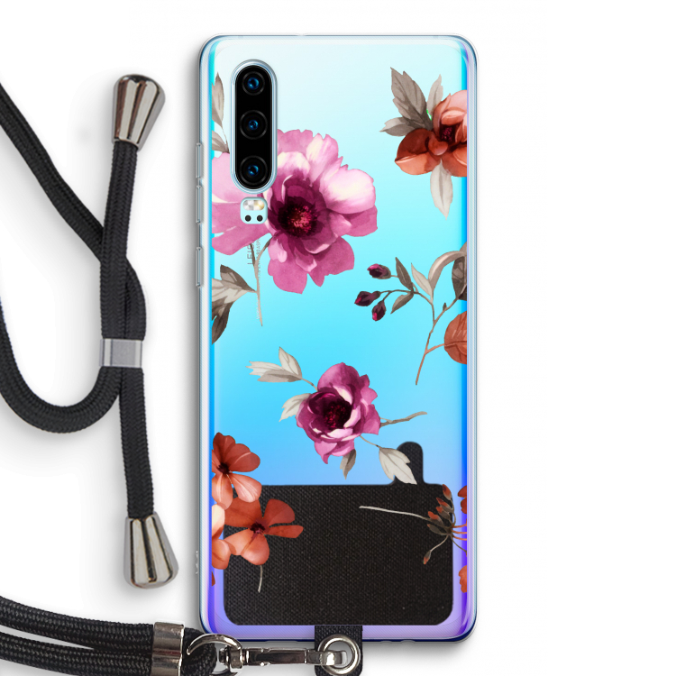Geschilderde bloemen: Huawei P30 Transparant Hoesje met koord