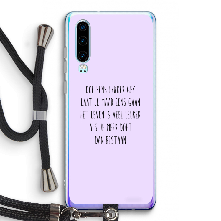 Gek: Huawei P30 Transparant Hoesje met koord