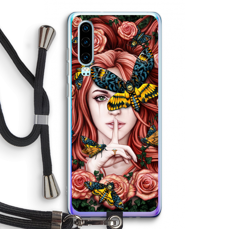 Lady Moth: Huawei P30 Transparant Hoesje met koord