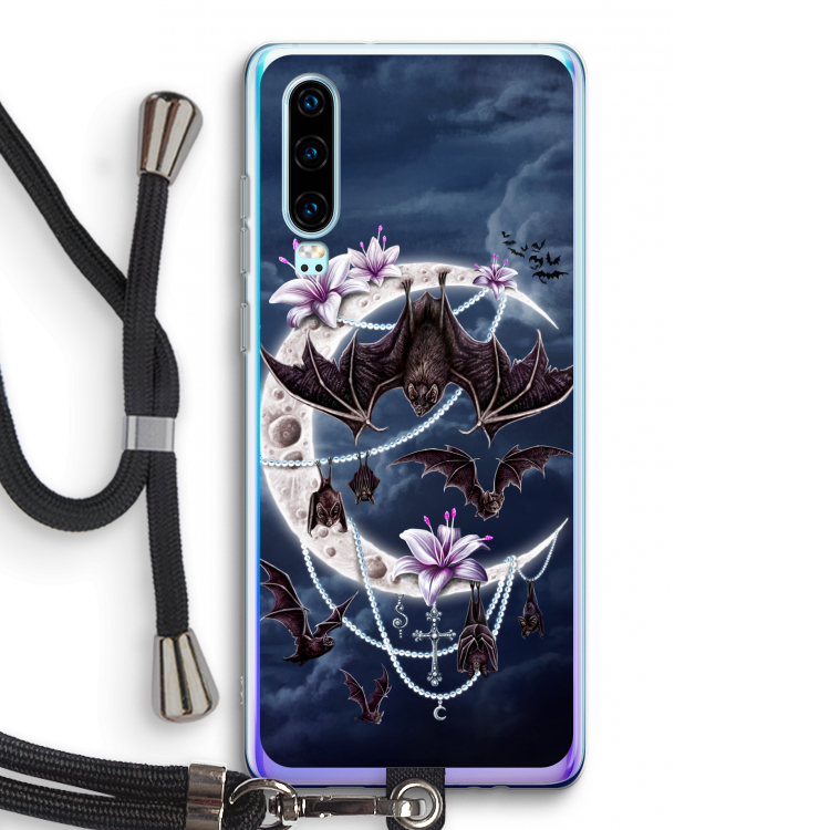 Vleermuizen Maan: Huawei P30 Transparant Hoesje met koord