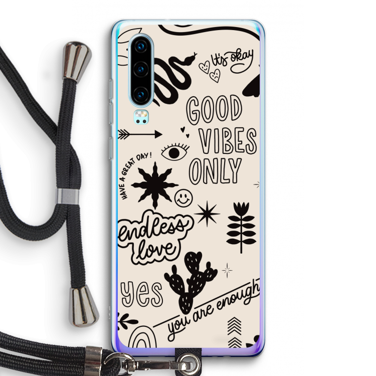 Good vibes: Huawei P30 Transparant Hoesje met koord