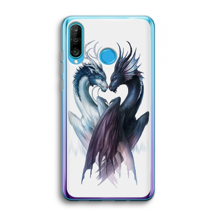 Yin Yang Dragons: Huawei P30 Lite Transparant Hoesje