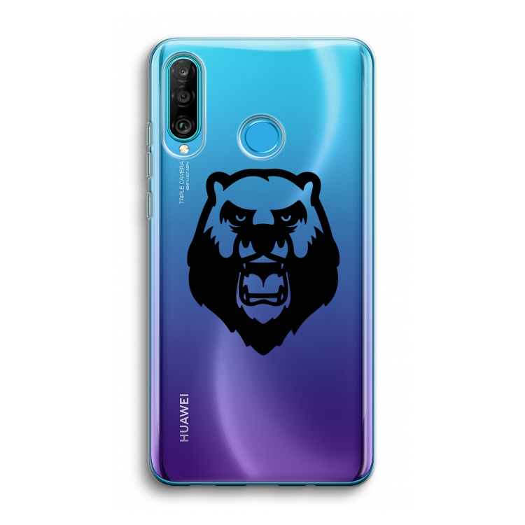 Angry Bear (black): Huawei P30 Lite Transparant Hoesje