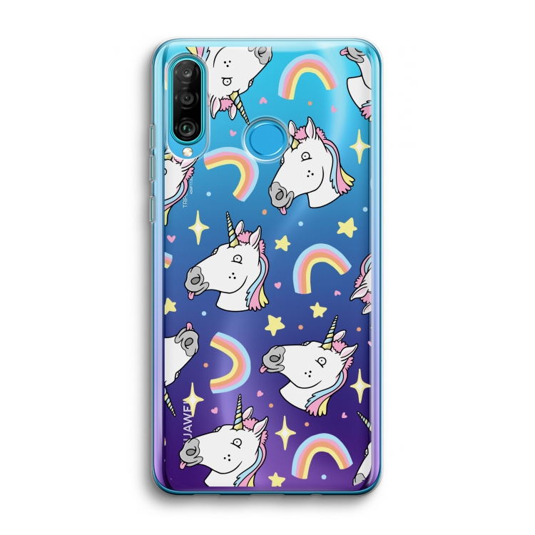 Rainbow Unicorn: Huawei P30 Lite Transparant Hoesje