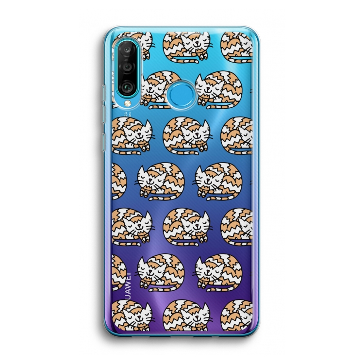 Slapende poes: Huawei P30 Lite Transparant Hoesje