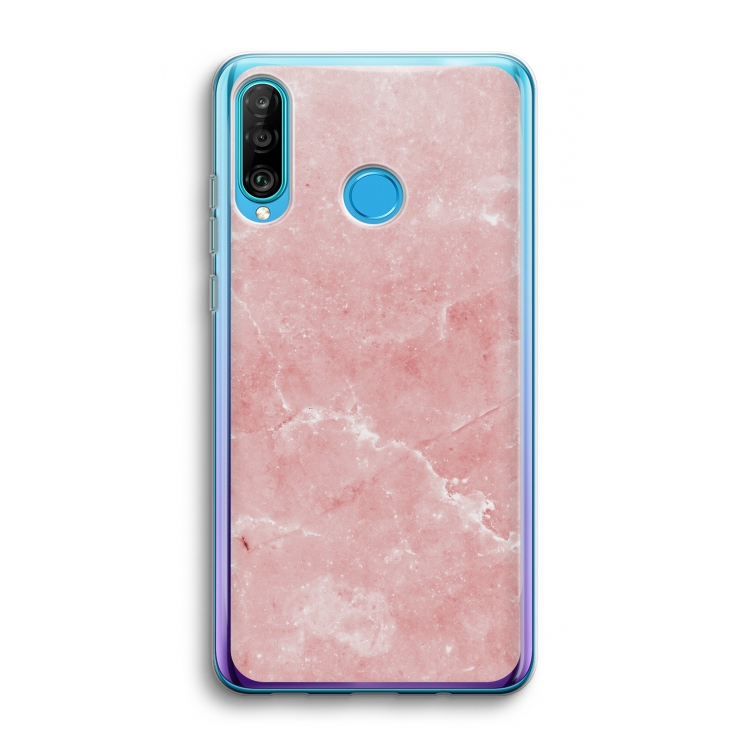 Roze marmer: Huawei P30 Lite Transparant Hoesje
