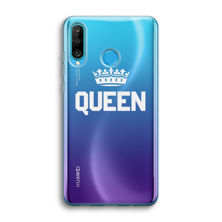Queen zwart: Huawei P30 Lite Transparant Hoesje