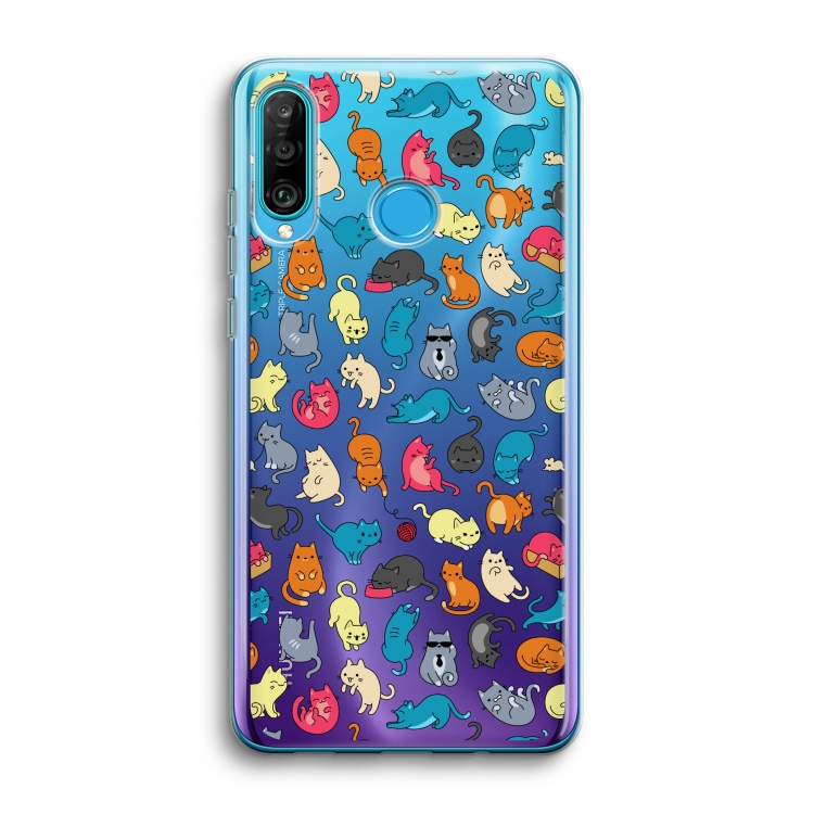 Kleurrijke katten: Huawei P30 Lite Transparant Hoesje