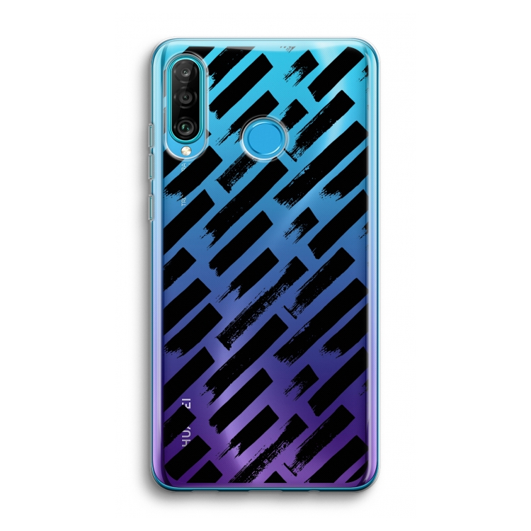 Zwarte vegen: Huawei P30 Lite Transparant Hoesje