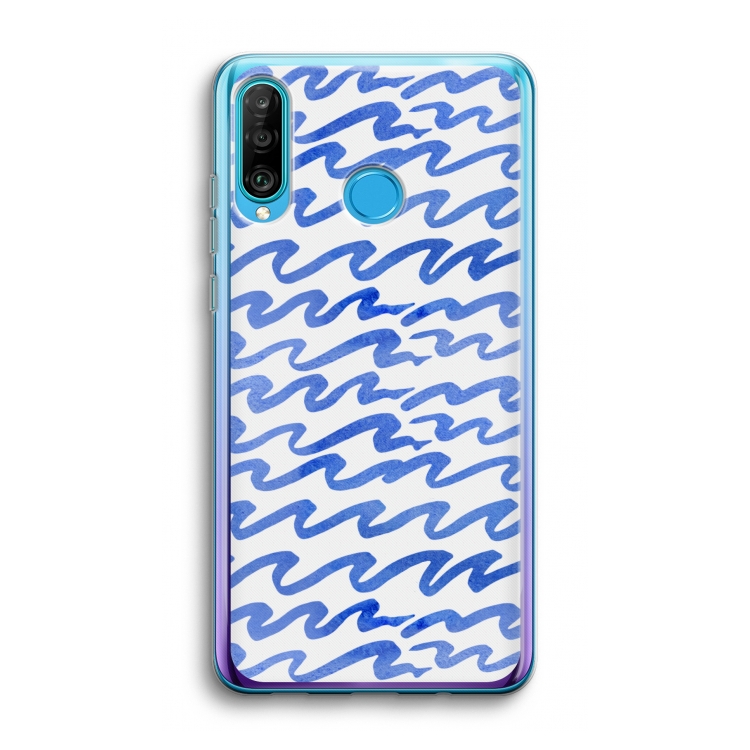 Blauwe golven: Huawei P30 Lite Transparant Hoesje
