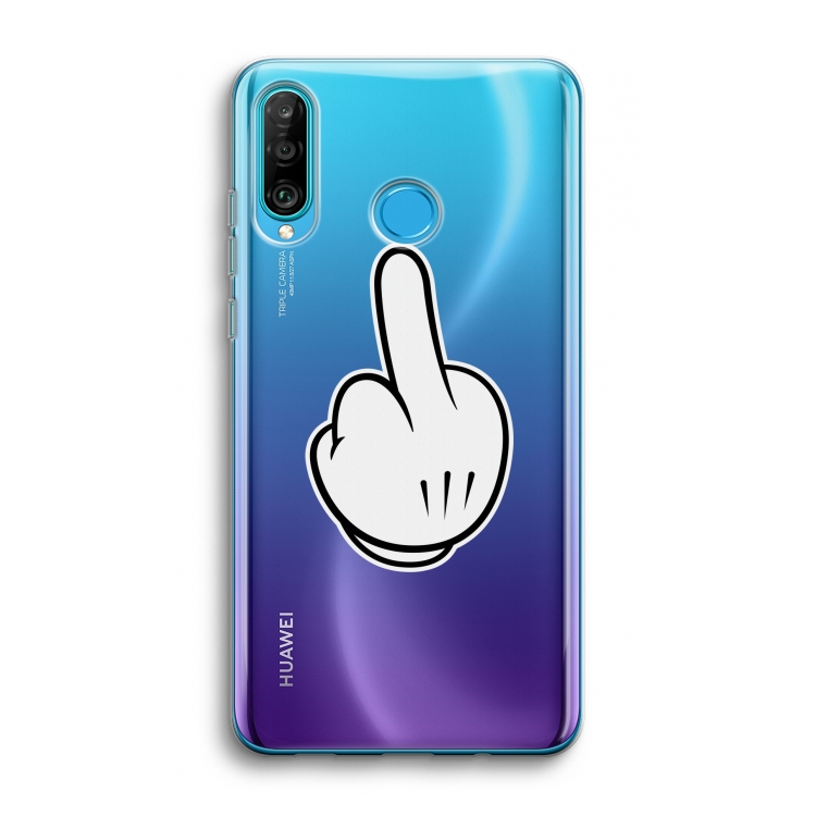 Middle finger black: Huawei P30 Lite Transparant Hoesje