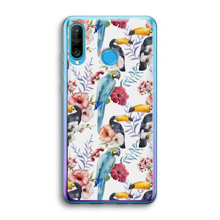 Bloemen tukan: Huawei P30 Lite Transparant Hoesje
