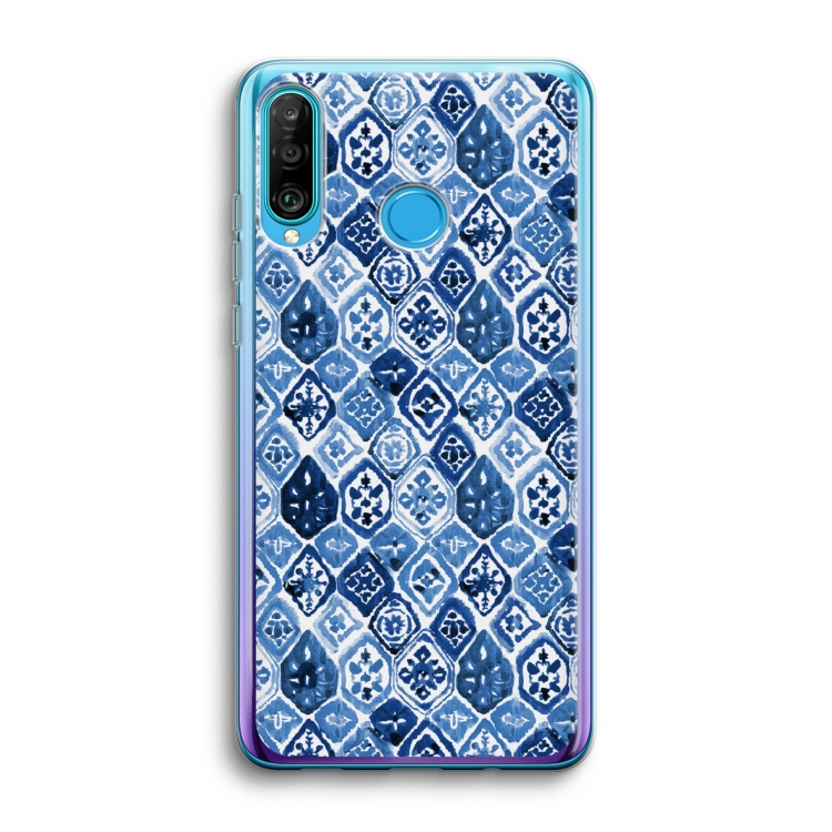 Blauw motief: Huawei P30 Lite Transparant Hoesje