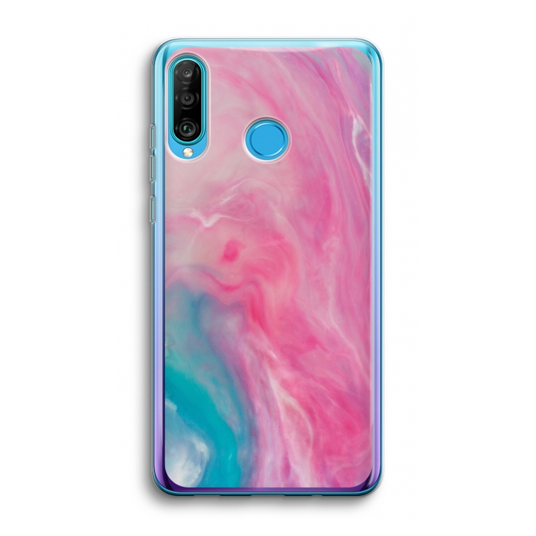 Roze explosie: Huawei P30 Lite Transparant Hoesje
