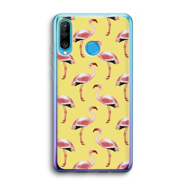 Flamingo's geel: Huawei P30 Lite Transparant Hoesje
