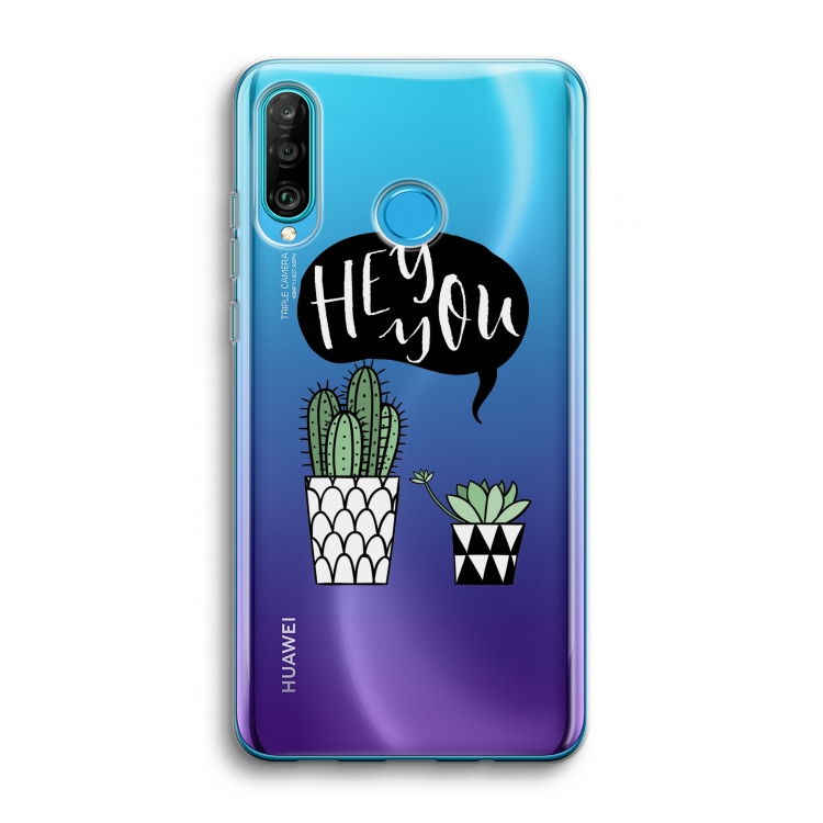 Hey you cactus: Huawei P30 Lite Transparant Hoesje