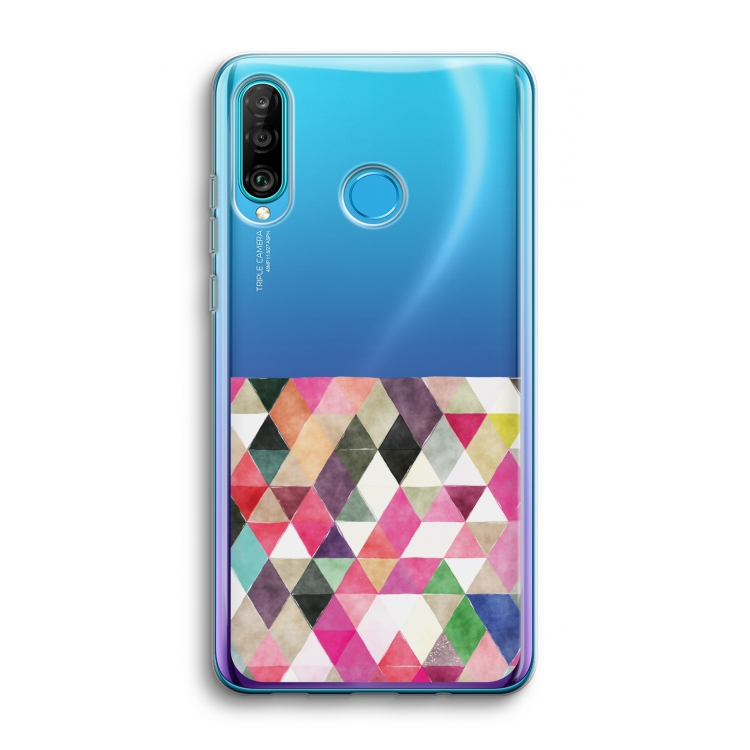 Gekleurde driehoekjes: Huawei P30 Lite Transparant Hoesje