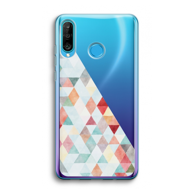 Gekleurde driehoekjes pastel: Huawei P30 Lite Transparant Hoesje