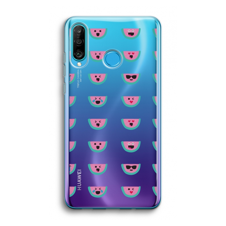 Smiley watermeloenprint: Huawei P30 Lite Transparant Hoesje