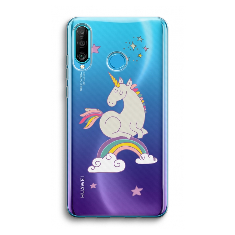 Regenboog eenhoorn: Huawei P30 Lite Transparant Hoesje