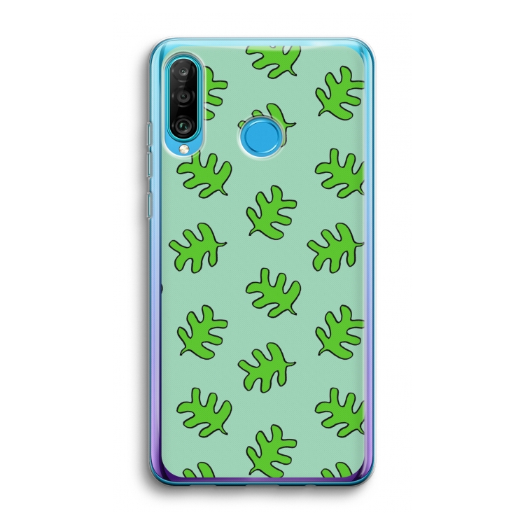 Groene blaadjes: Huawei P30 Lite Transparant Hoesje