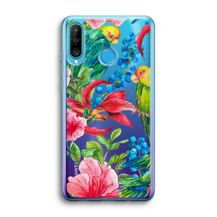Papegaaien: Huawei P30 Lite Transparant Hoesje