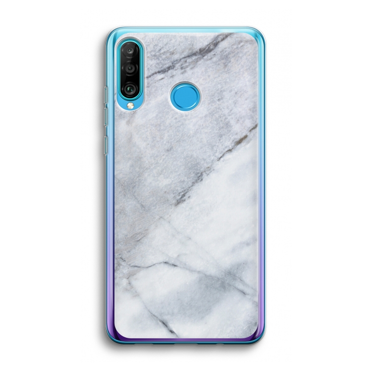 Witte marmer: Huawei P30 Lite Transparant Hoesje