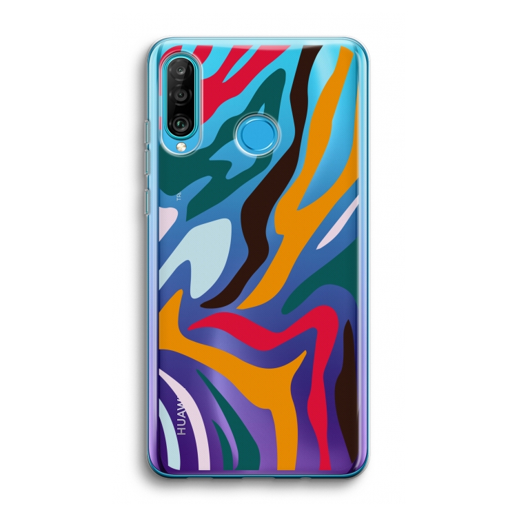 Colored Zebra: Huawei P30 Lite Transparant Hoesje