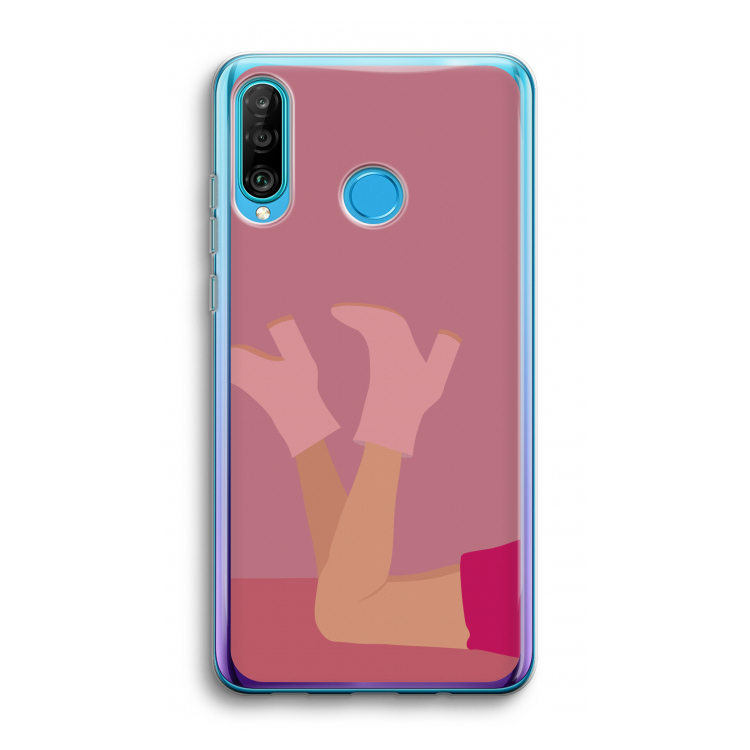 Pink boots: Huawei P30 Lite Transparant Hoesje