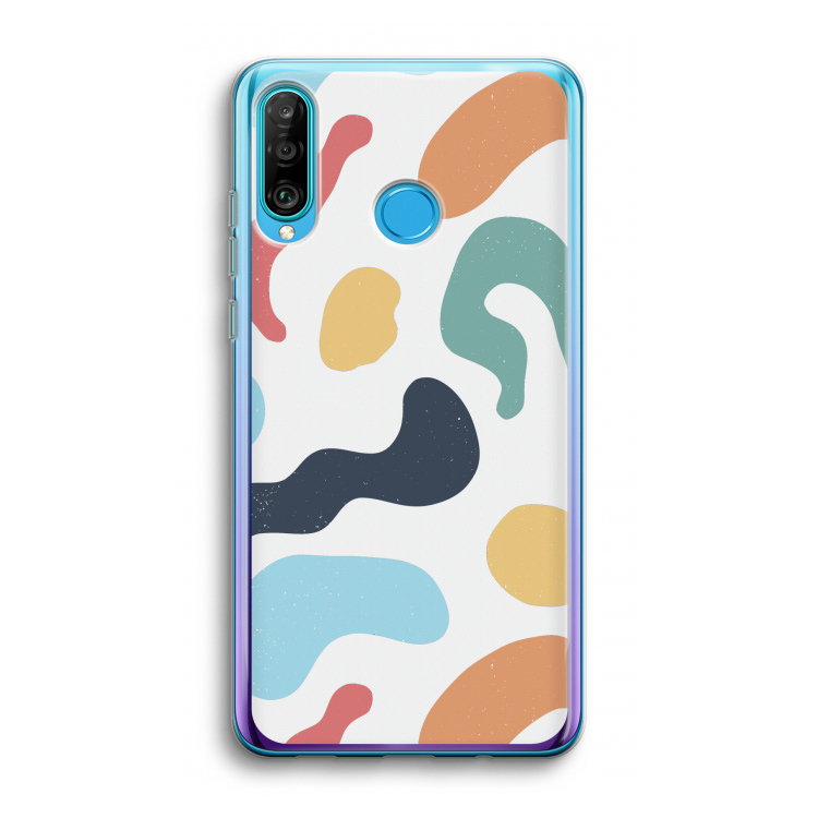 Memphis Shapes Blue: Huawei P30 Lite Transparant Hoesje