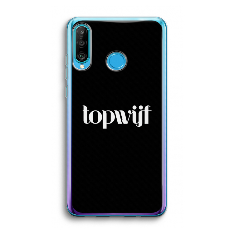 Topwijf Zwart: Huawei P30 Lite Transparant Hoesje