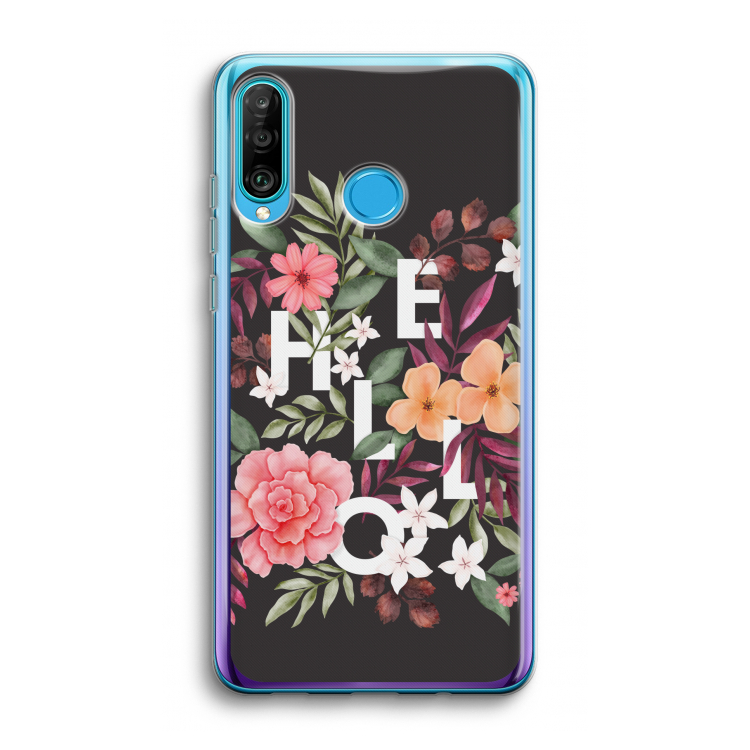 Hello in flowers: Huawei P30 Lite Transparant Hoesje
