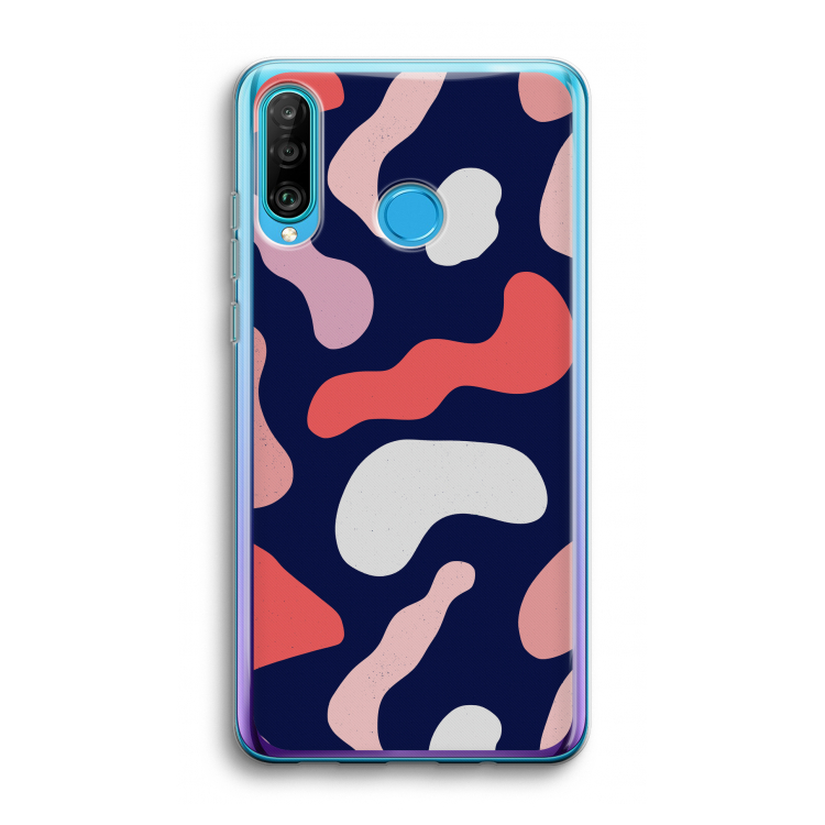 Memphis Shapes Pink: Huawei P30 Lite Transparant Hoesje
