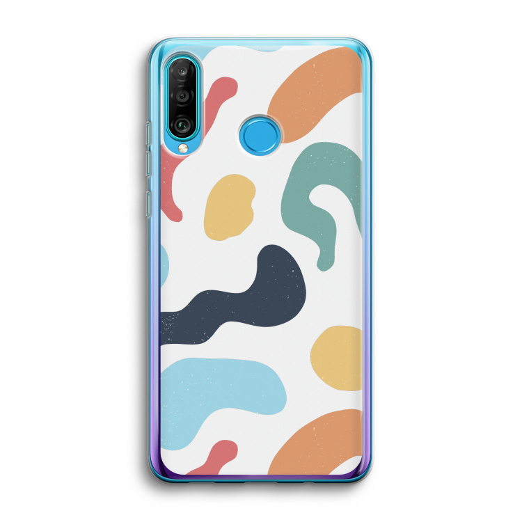 Memphis Shapes Blue: Huawei P30 Lite Transparant Hoesje