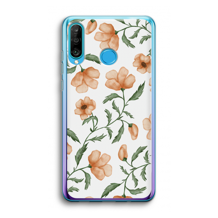Peachy flowers: Huawei P30 Lite Transparant Hoesje